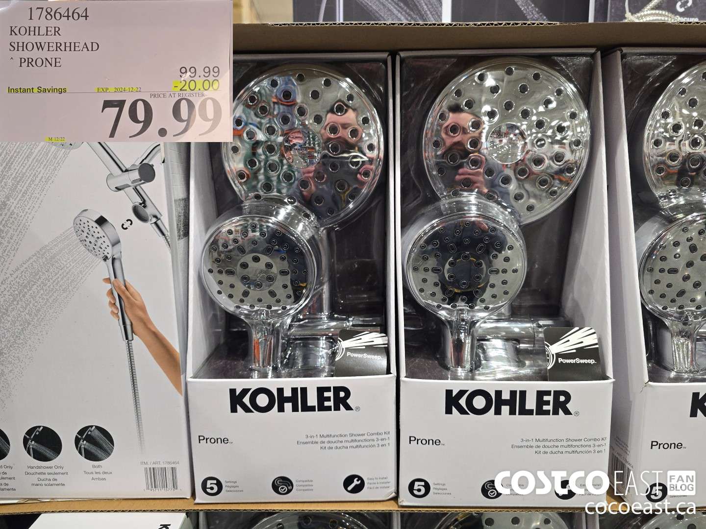 1786464 KOHLER SHOWERHEAD PRONE ($20.00 INSTANT SAVINGS EXPIRES ON 2024-12-22) $79.99