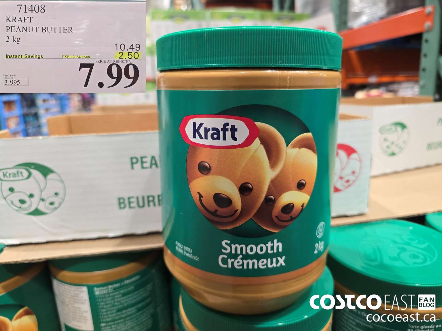 71408 KRAFT PEANUT BUTTER 2 KG ($2.50 INSTANT SAVINGS EXPIRES ON 2024-12-08) $7.99