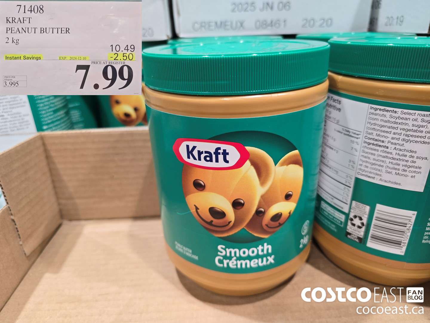 71408 KRAFT PEANUT BUTTER 2 KG ($2.50 INSTANT SAVINGS EXPIRES ON 2024-12-10) $7.99