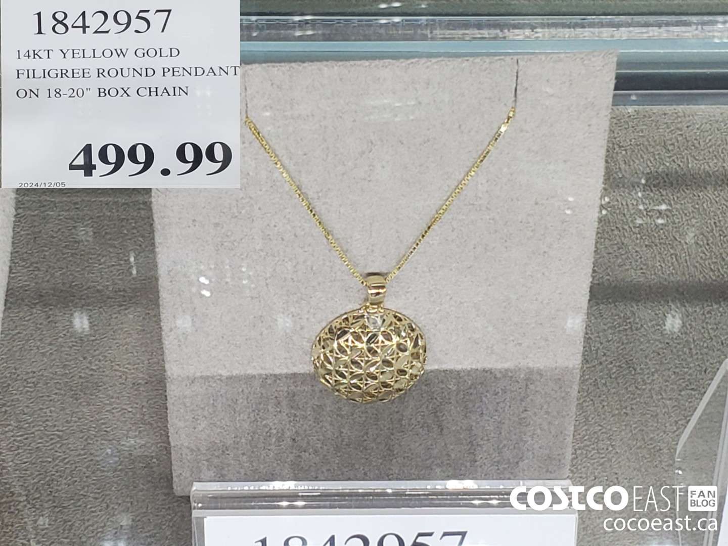 1842957 L4KT YELLOW GOLD FILIGREE ROUND PENDANT ON 18-20