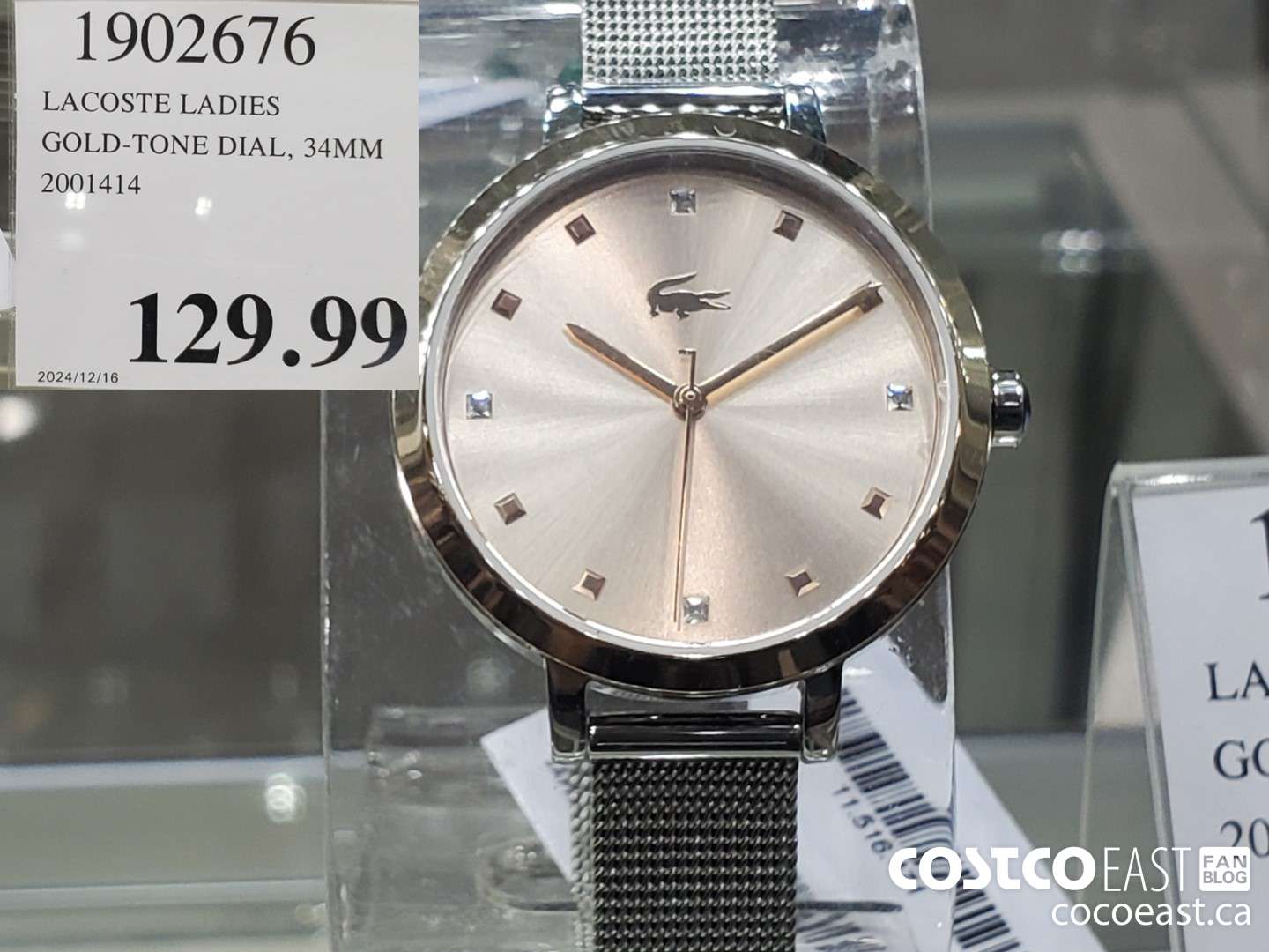 1902676 LACOSTE LADIES GOLD TONE DIAL 34MM  $129.99