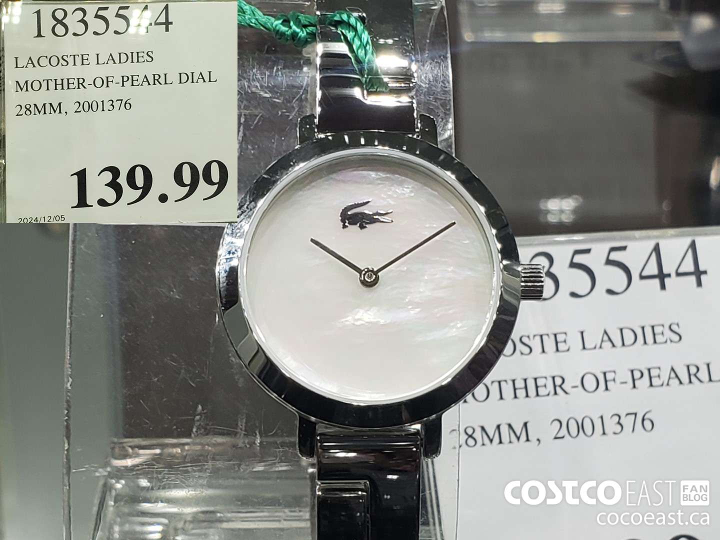1835544 LACOSTE LADIES MOTHER-OF-PEARL DIAL 28MM, 2001376 9024/12/05  $139.99