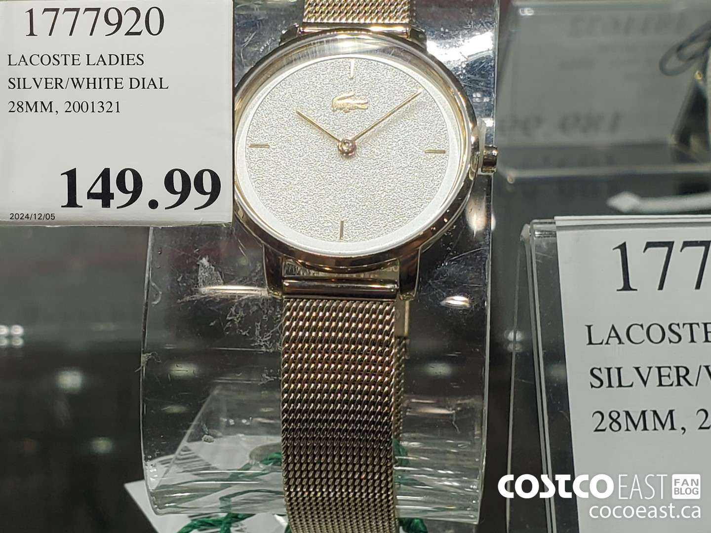 1777920 LACOSTE LADIES SILVER/WHITE DIAL 28MM, 2001321  $149.99