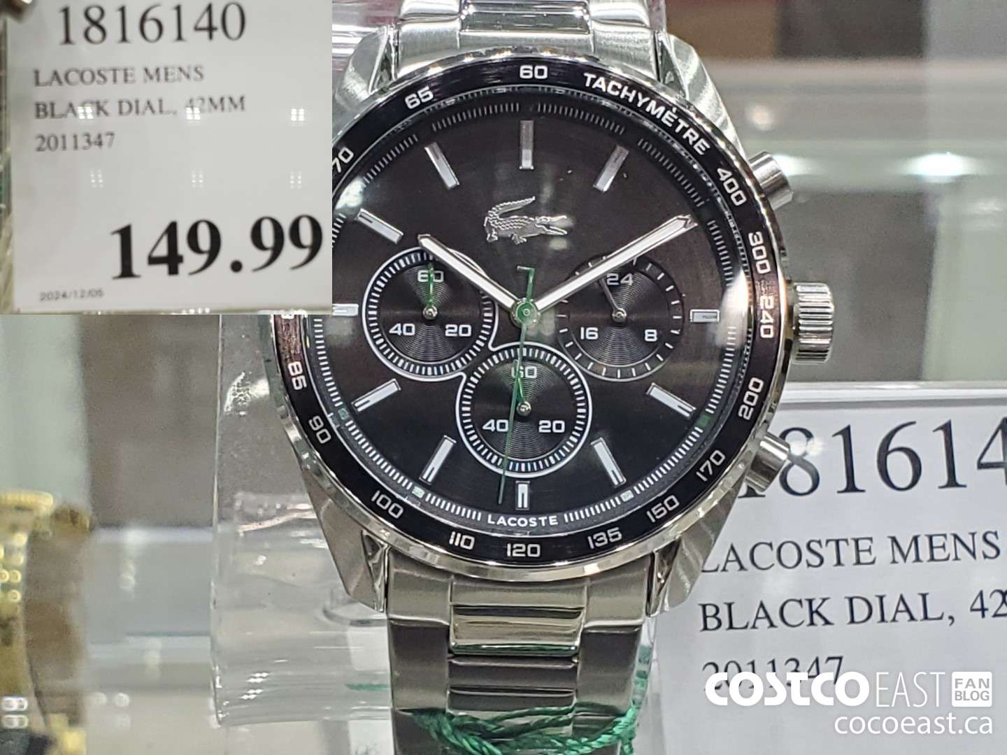 1816140 LACOSTE MENS BLACK DIAL 42MM  $149.99