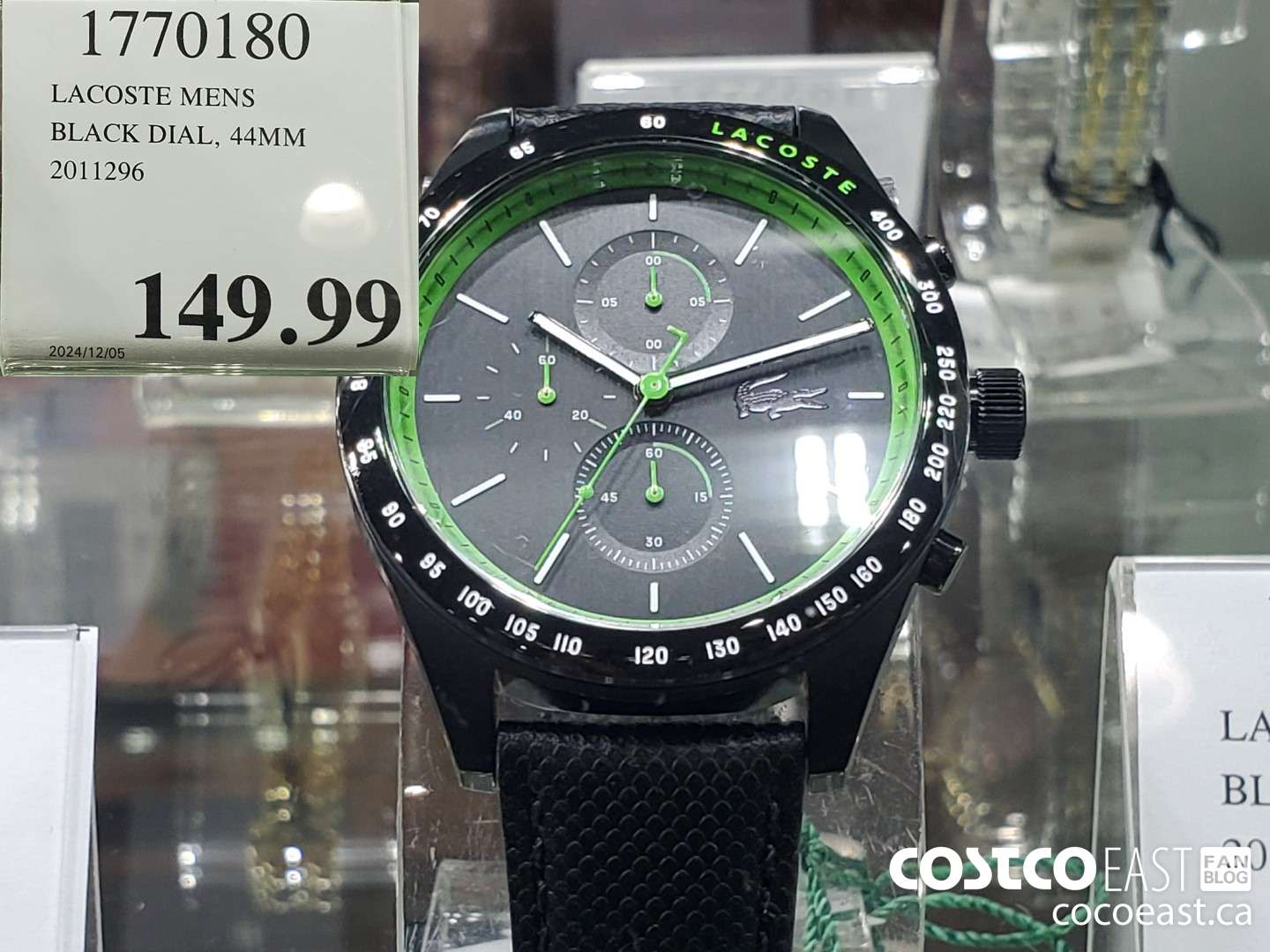 1770180 LACOSTE MENS BLACK DIAL 44MM  $149.99