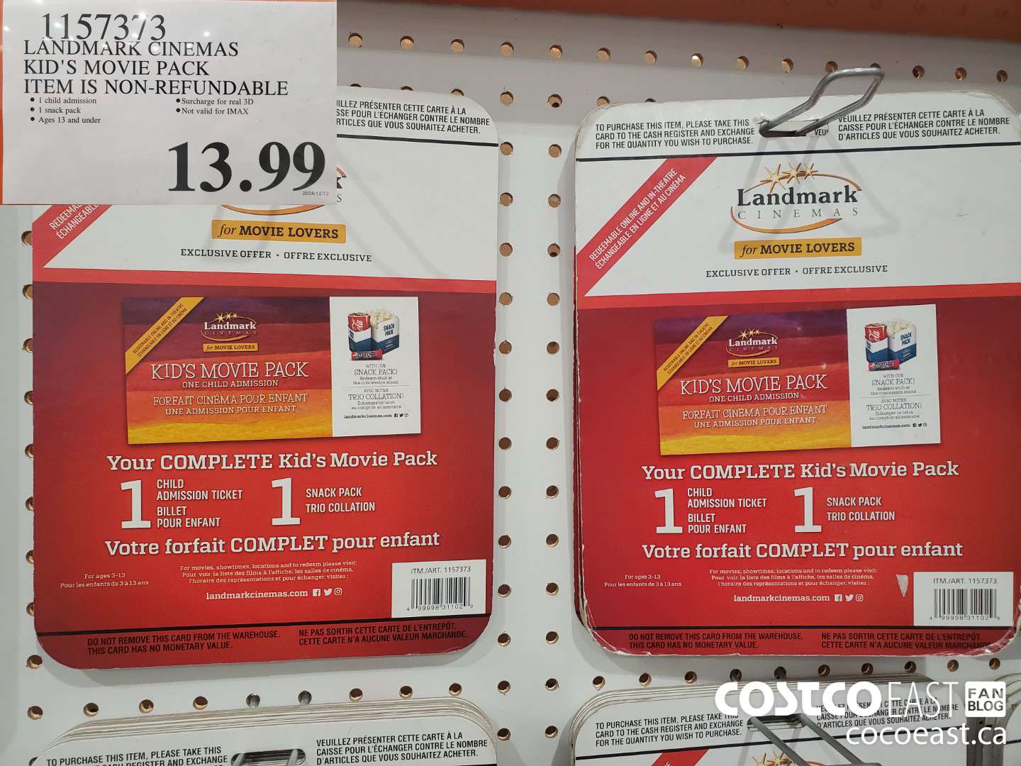 1157373 LANDMARK CINEMAS KID'S MOVIE PACK $12.99