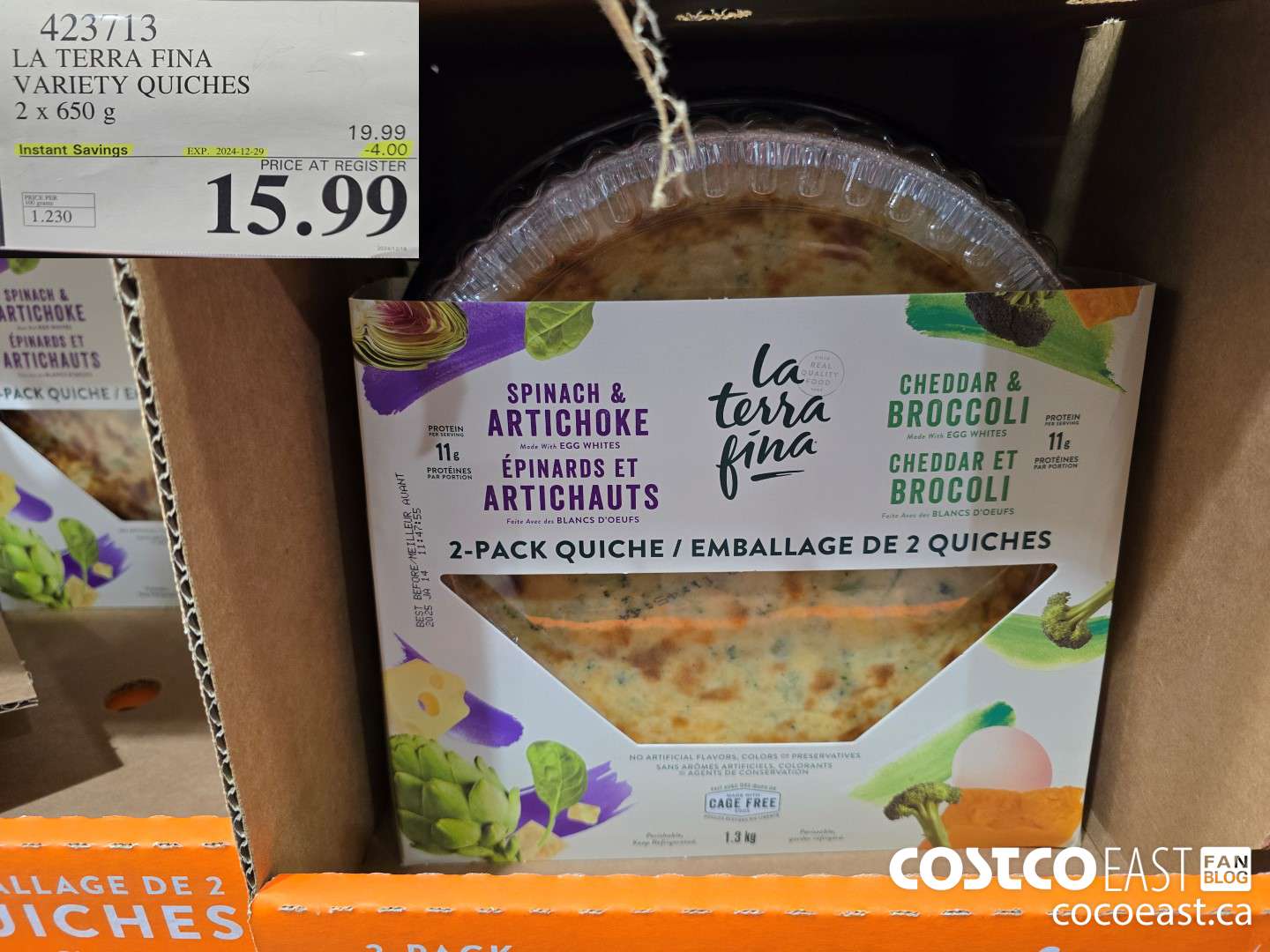 423713 LA TERRA FINA VARIETY QUICHES 2 X 650 G ($4.00 INSTANT SAVINGS EXPIRES ON 2024-12-29) $15.99