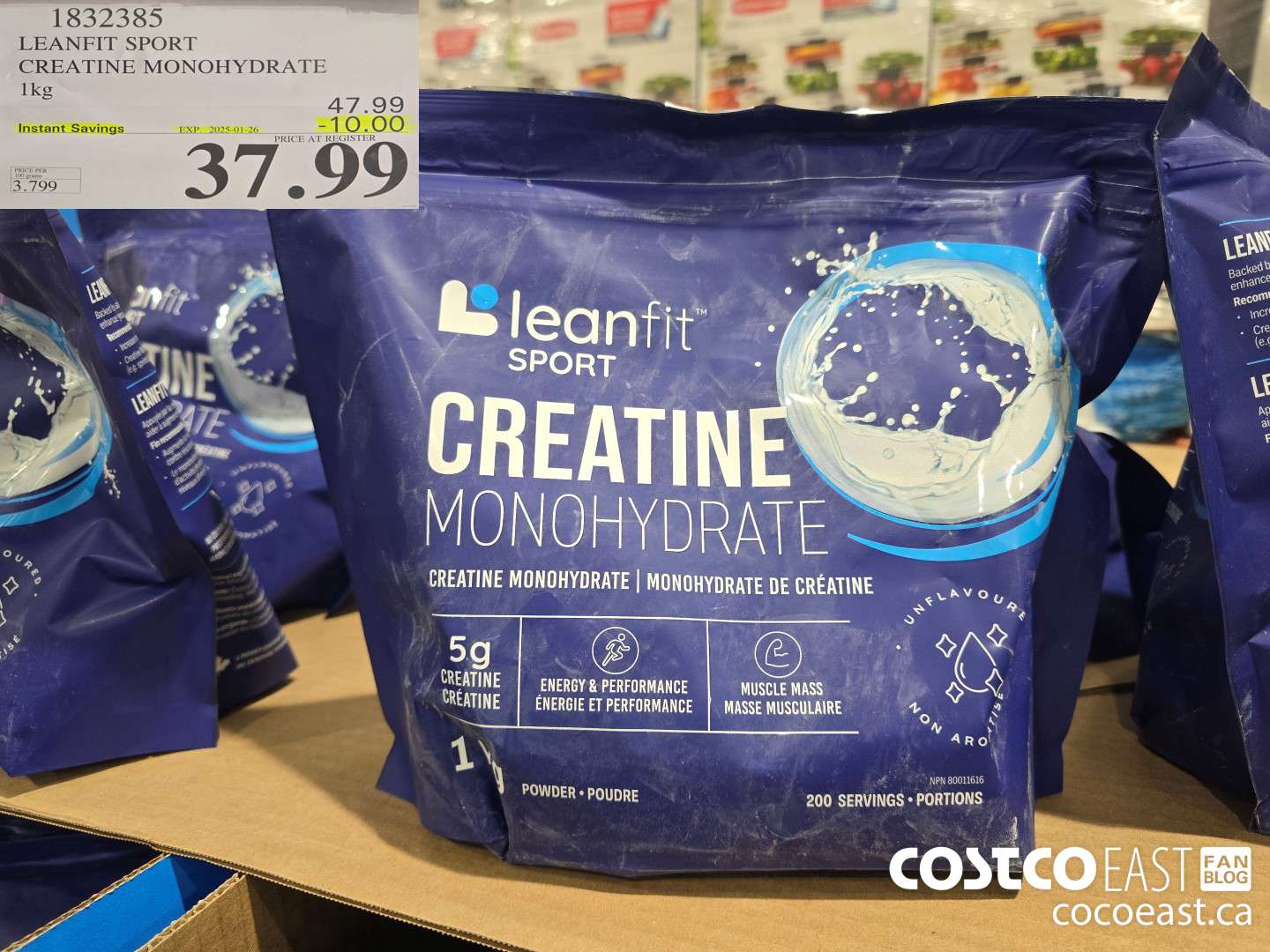 1832385 LEANFIT SPORT CREATINE MONOHYDRATE 1 KG ($10.00 INSTANT SAVINGS EXPIRES ON 2025-01-26) $37.99
