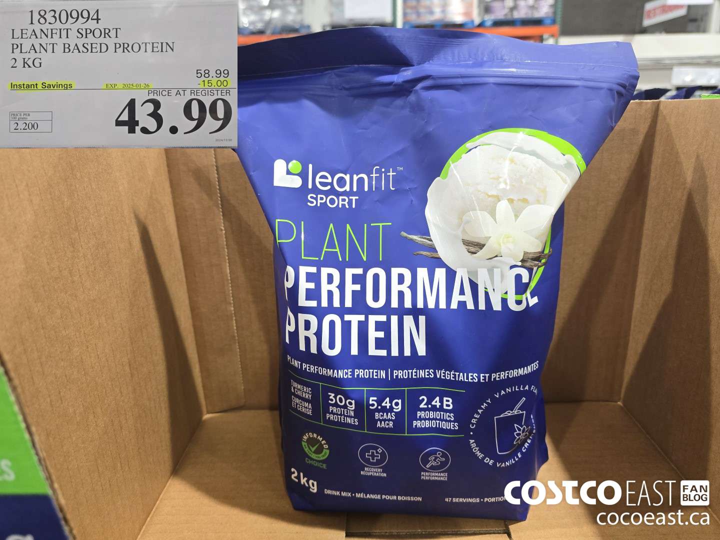 1830994 LEANFIT SPORT PLANT BASED PROTEIN 2 KG ($15.00 INSTANT SAVINGS EXPIRES ON 2025-01-26) $43.99
