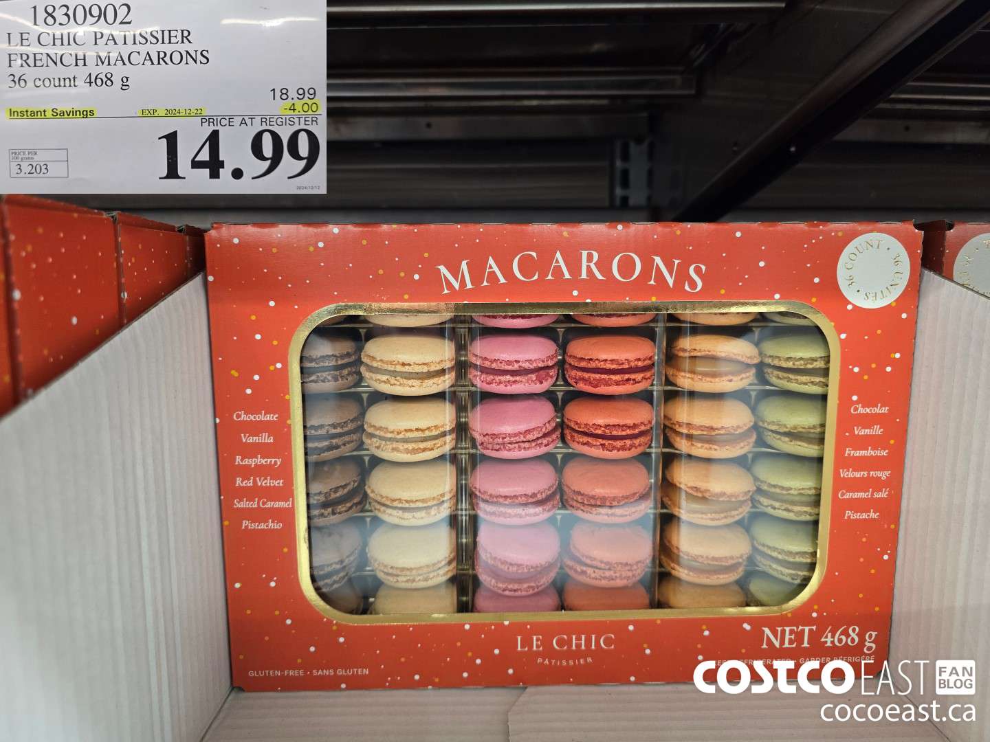 1830902 LE CHIC PATISSIER FRENCH MACARONS 36 count 460 G ($4.00 INSTANT SAVINGS EXPIRES ON 2024-12-22) $14.99