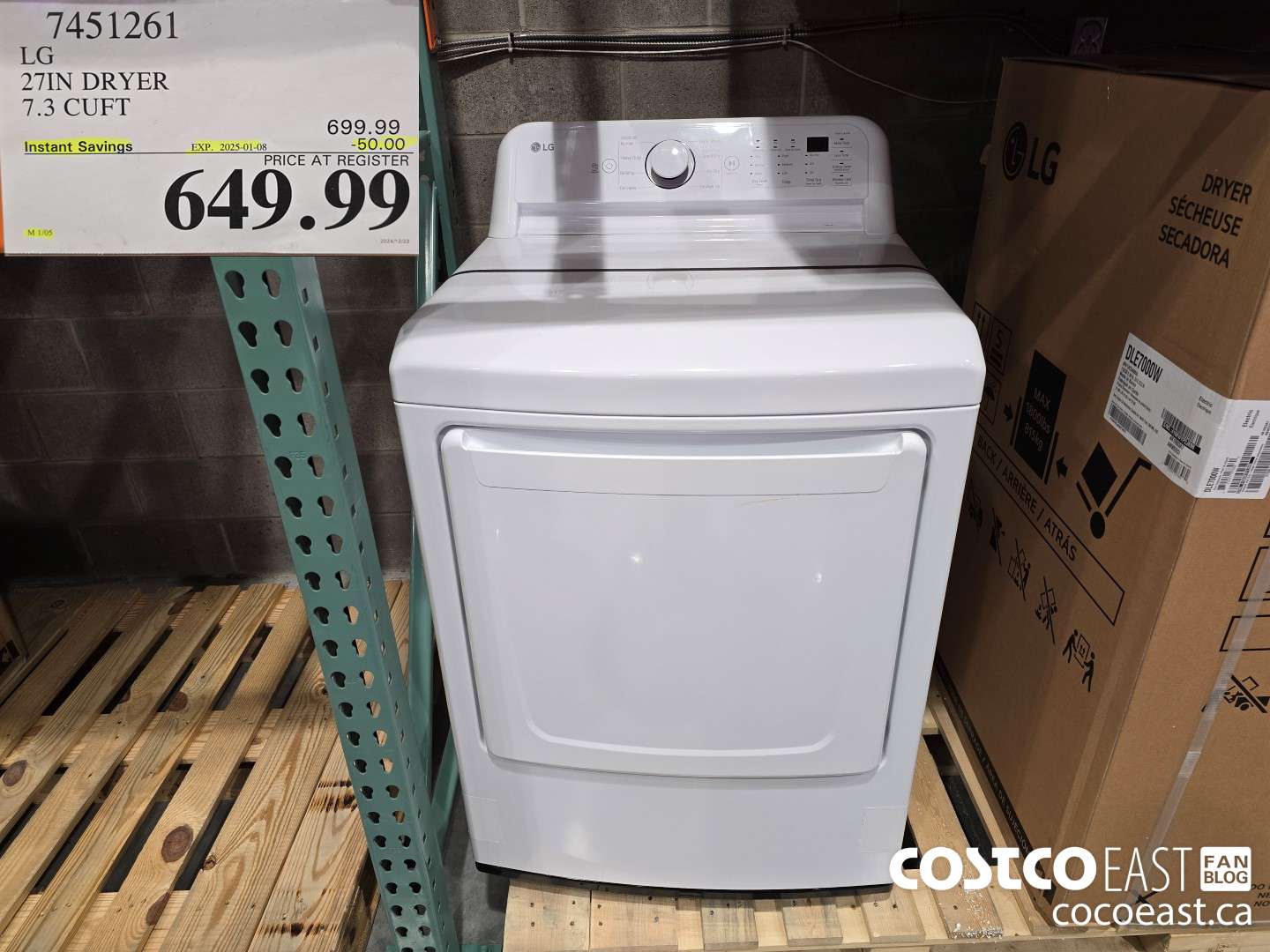 7451261 LG 27IN DRYER 7.3 CUFT ($50.00 INSTANT SAVINGS EXPIRES ON 2024-01-08) $649.99