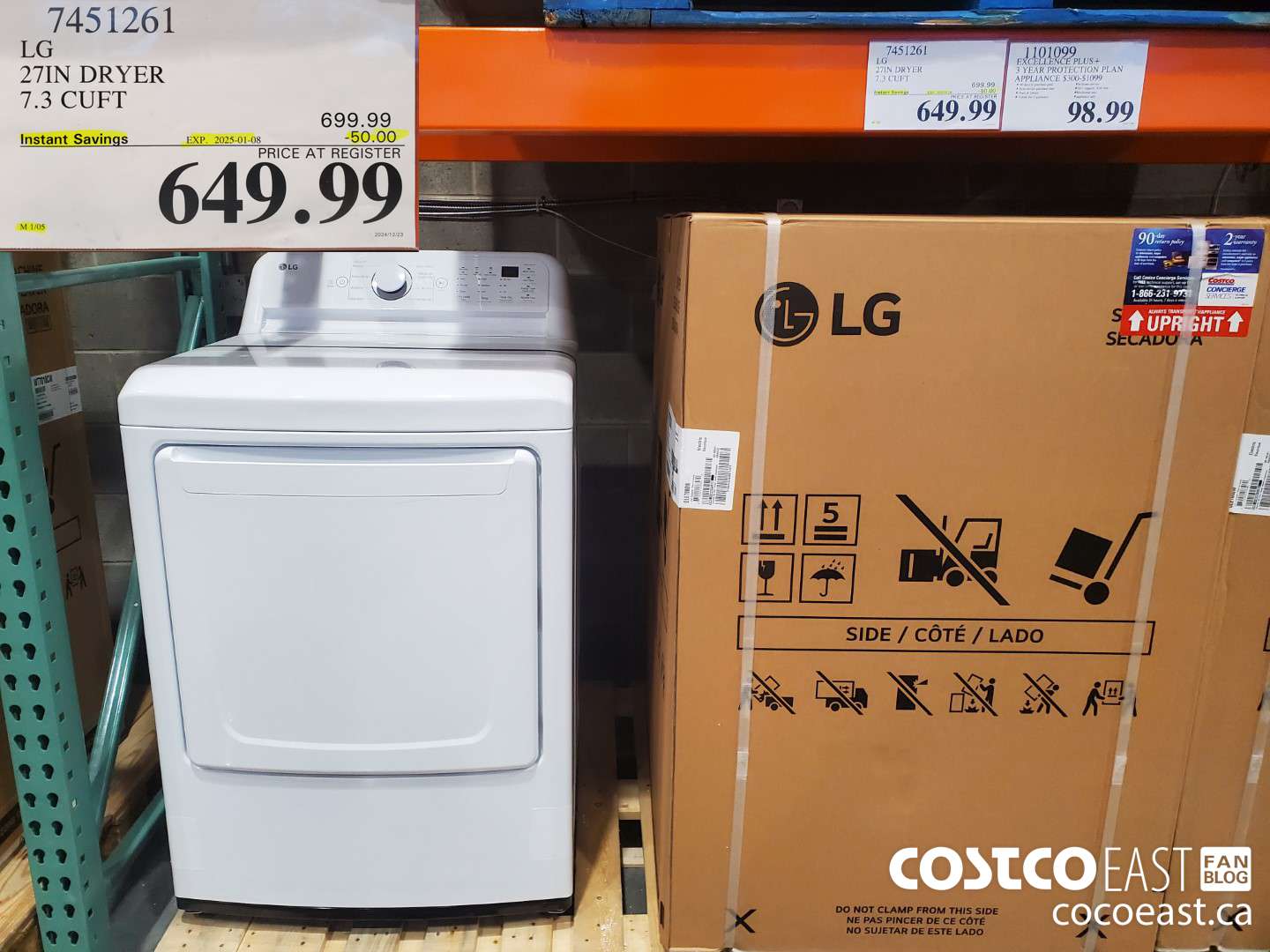7451261 LG 27IN DRYER 7.3 CUFT ($50.00 INSTANT SAVINGS EXPIRES ON 2024-01-08) $649.99