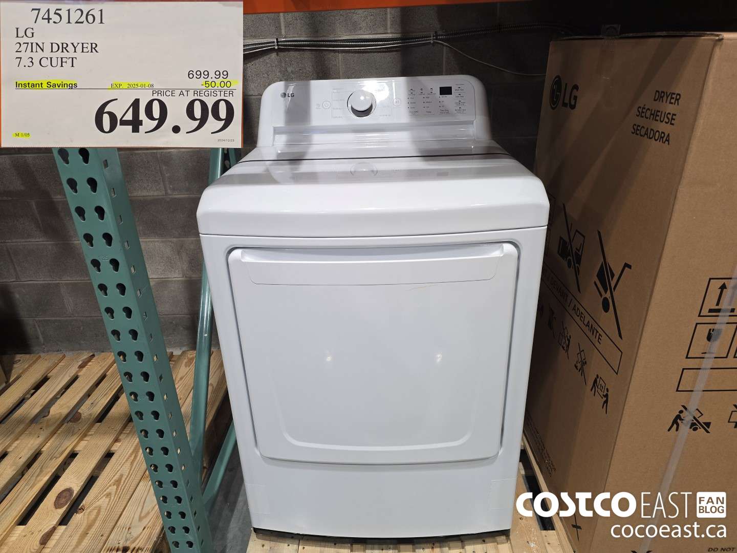 7451261 LG 27IN DRYER 7.3 CUFT ($50.00 INSTANT SAVINGS EXPIRES ON 2025-01-08) $649.99