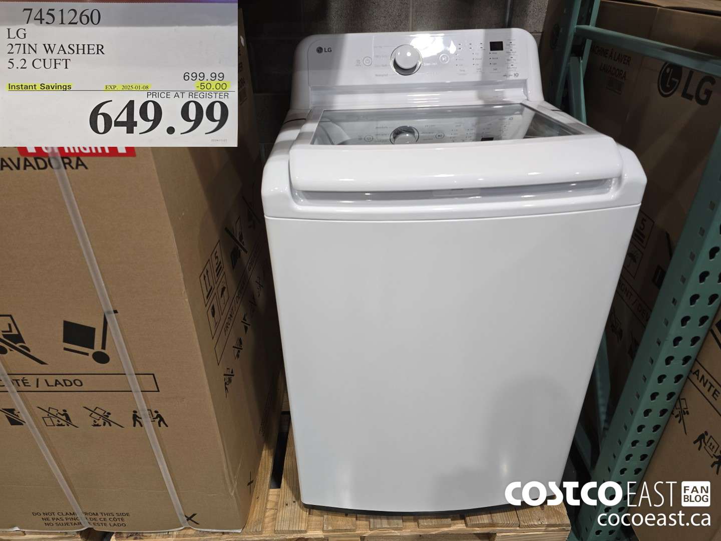 7451260 LG 27IN WASHER 5.2 CUFT ($50.00 INSTANT SAVINGS EXPIRES ON 2025-01-08) $649.99