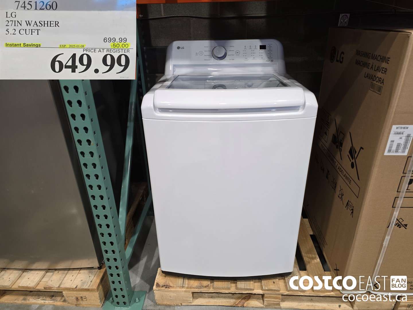 7451260 LG 27IN WASHER 5.2 CUFT ($50.00 INSTANT SAVINGS EXPIRES ON 2025-01-08) $649.99