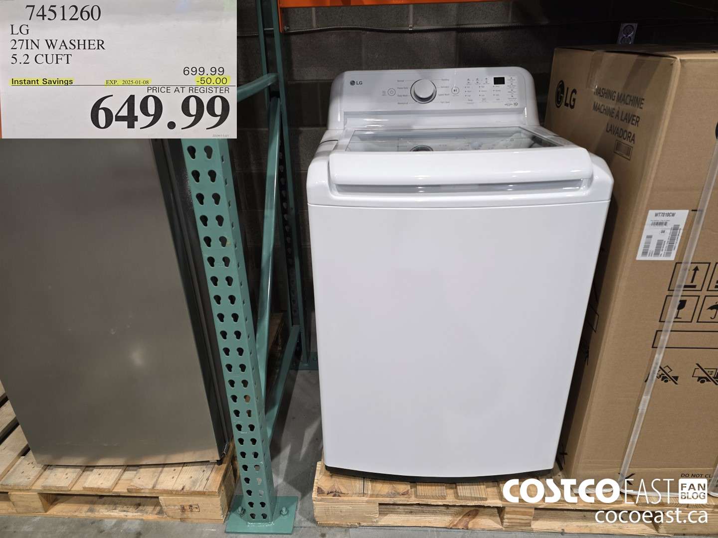 7451260 LG 27IN WASHER 5.2 CUFT ($50.00 INSTANT SAVINGS EXPIRES ON 2025-01-08) $649.99