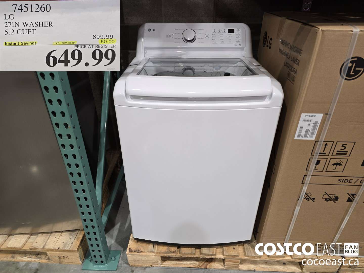 7451260 LG 27IN WASHER 5.2 CUFT ($50.00 INSTANT SAVINGS EXPIRES ON 2025-01-08) $649.99