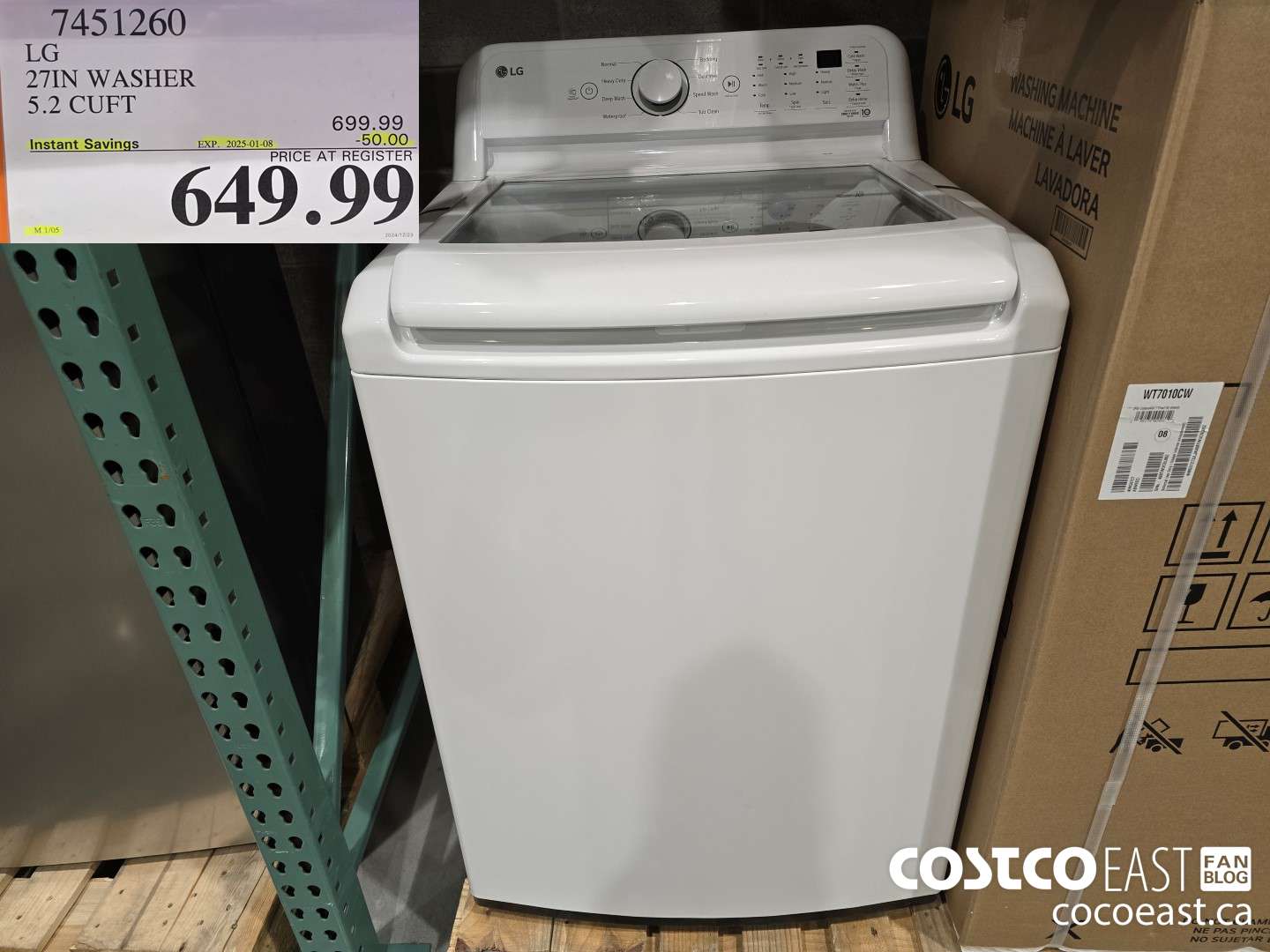 7451260 LG 27IN WASHER 5.2 CUFT ($50.00 INSTANT SAVINGS EXPIRES ON 2025-01-08) $649.99
