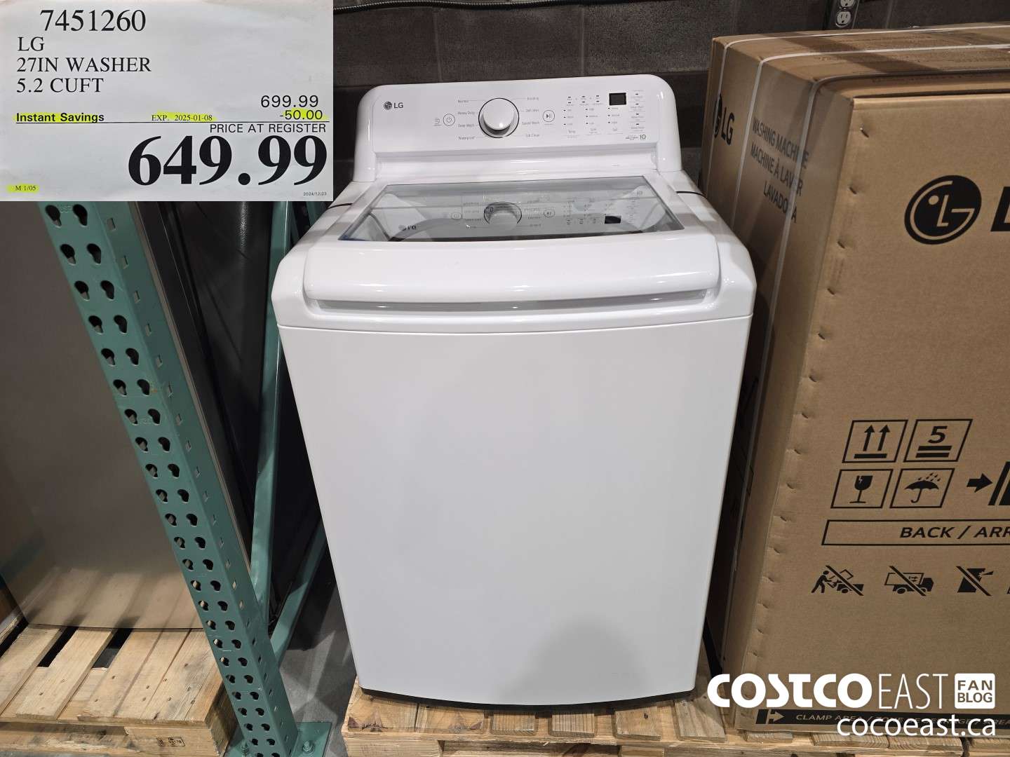 7451260 LG 27IN WASHER 5.2 CUFT ($50.00 INSTANT SAVINGS EXPIRES ON 2025-01-08) $649.99