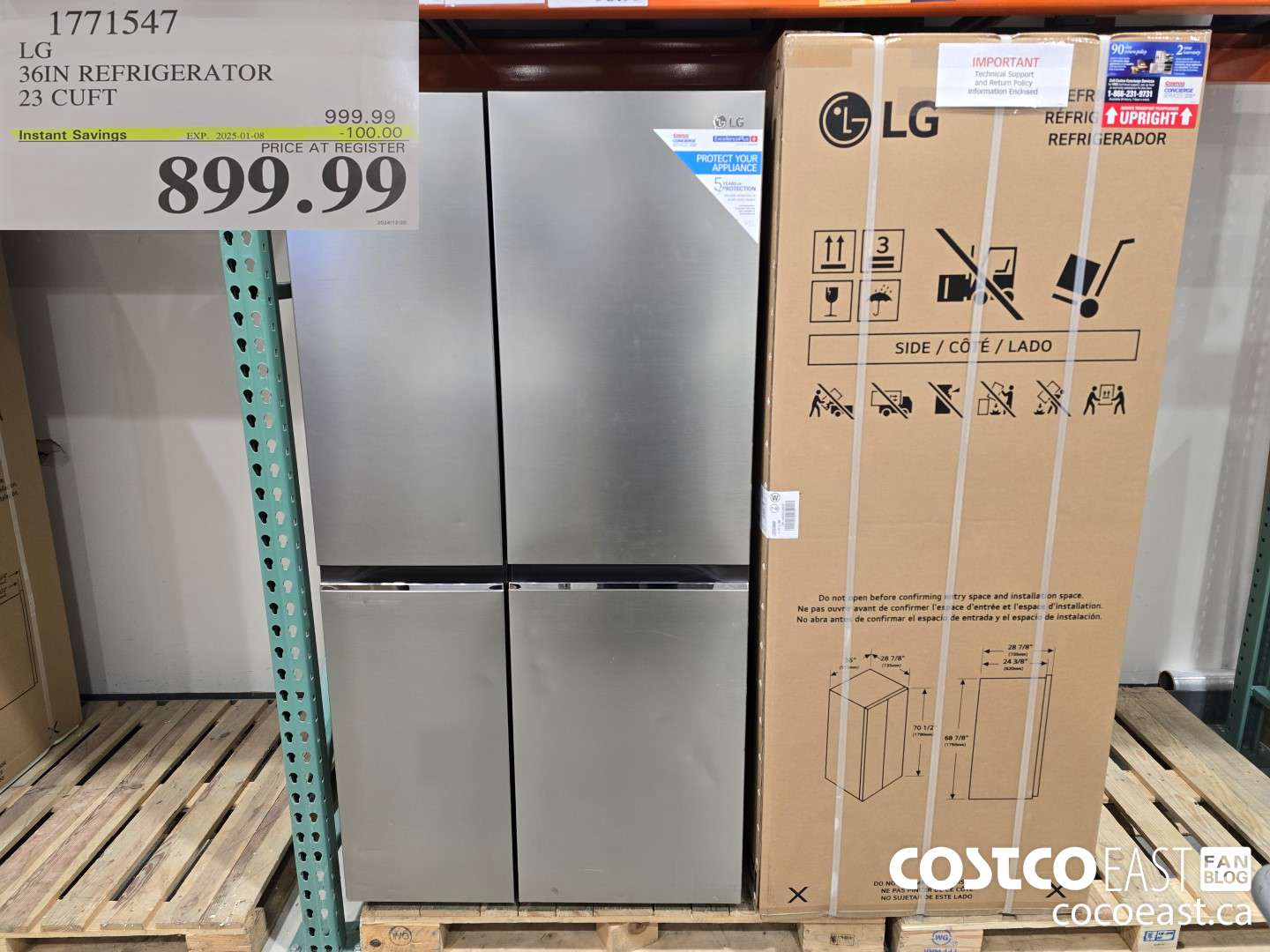 1771547 LG 36IN REFRIGERATOR 23 CUFT ($100.00 INSTANT SAVINGS EXPIRES ON 2025-01-31) $899.99