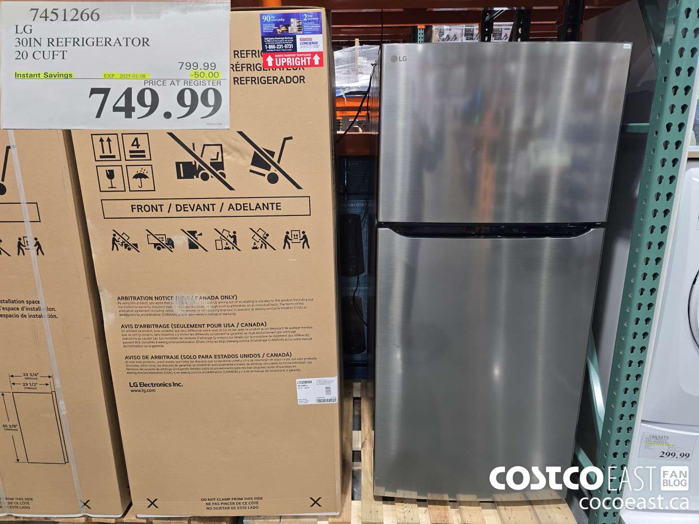 7451266 LG 30 IN. REFRIGERATOR 20 cuft ($50.00 INSTANT SAVINGS EXPIRES ON 2024-01-08) $749.99