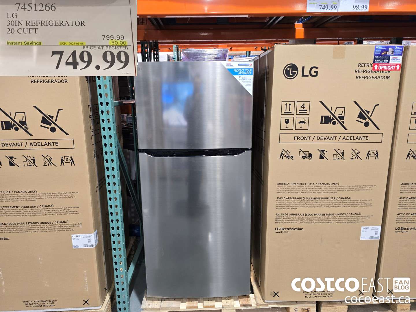 7451266 LG 30 IN. REFRIGERATOR 20 cuft ($50.00 INSTANT SAVINGS EXPIRES ON 2025-01-08) $749.99