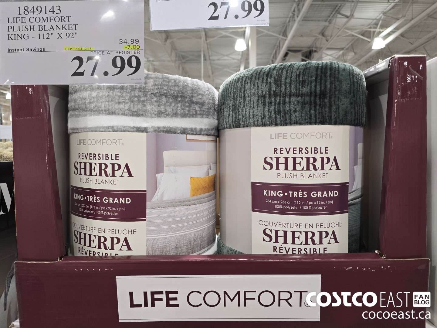 1849143 LIFE COMFORT PLUSH BLANKET KING 112