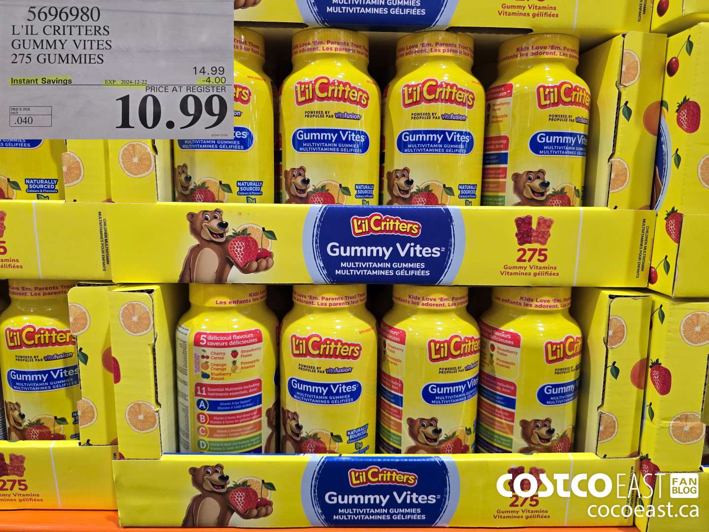 5696980 L'IL CRITTERS GUMMY VITES 275 GUMMIES ($4.00 INSTANT SAVINGS EXPIRES ON 2024-12-22) $10.99