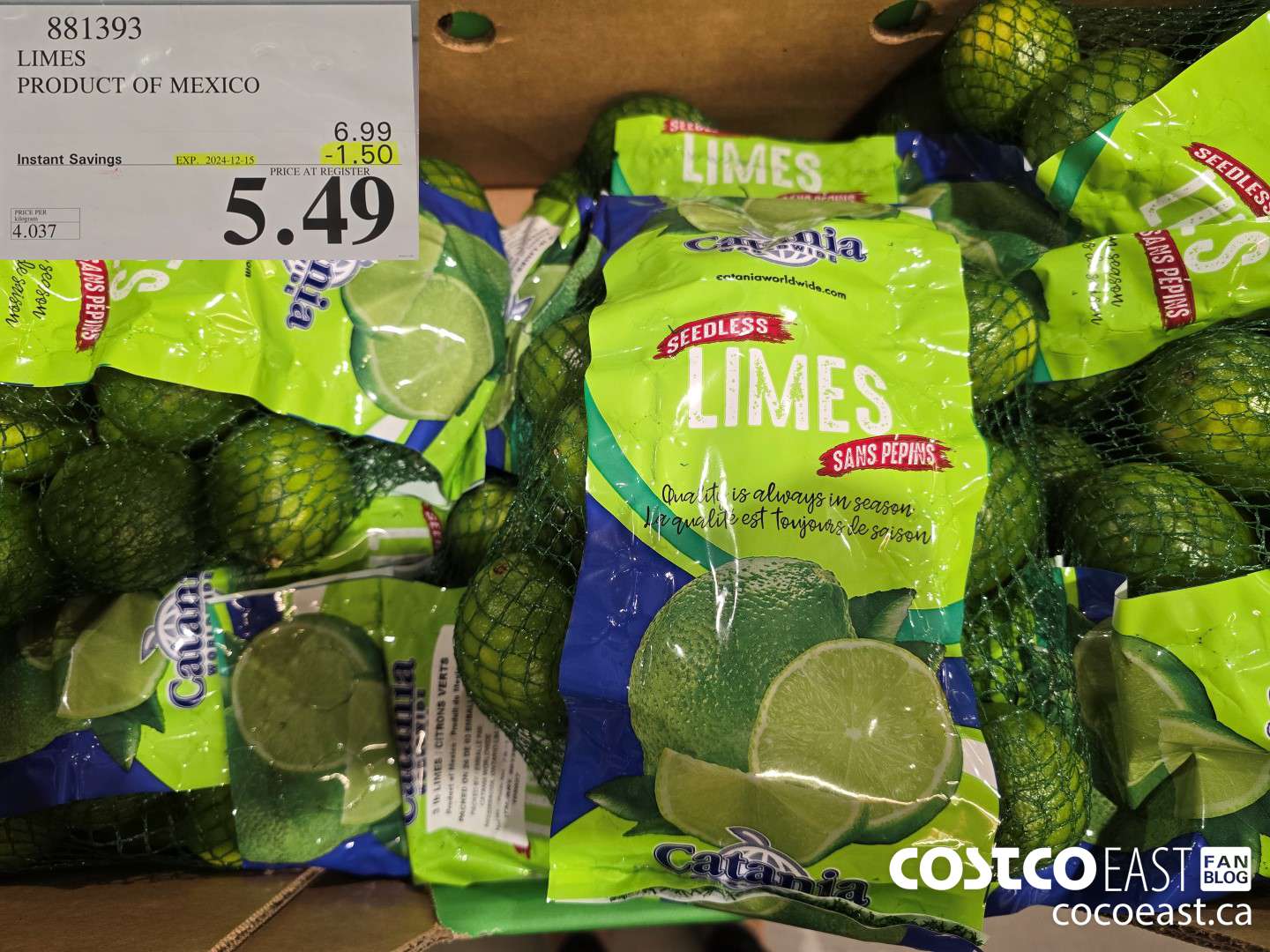 881393 LIMES PRODUCT OF MEXICO ($1.50 INSTANT SAVINGS EXPIRES ON 2024-12-15) $5.49