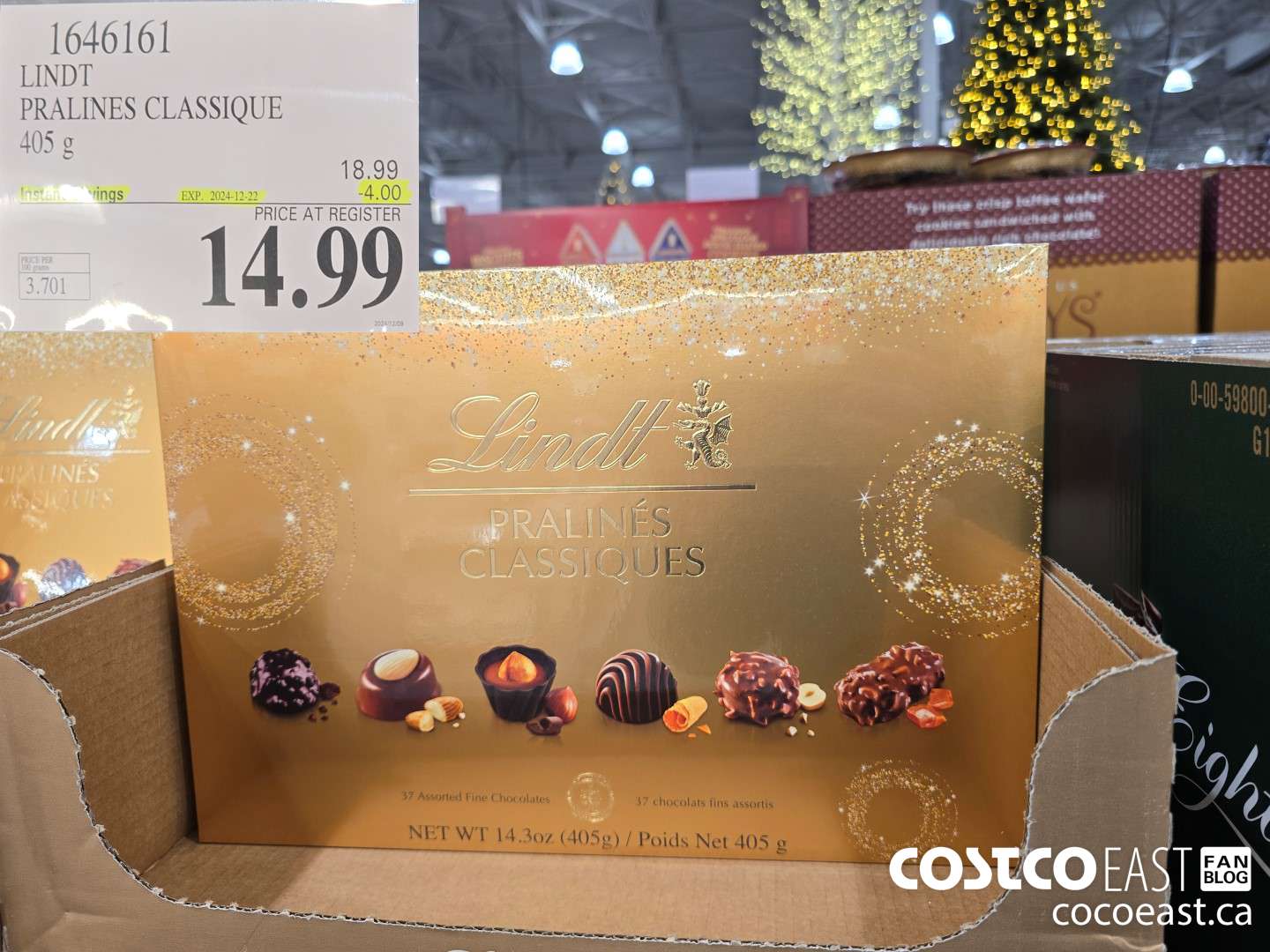 1646161 LINDT PRALINES CLASSIQUE 405G ($4.00 INSTANT SAVINGS EXPIRES ON 2024-12-22) $14.99