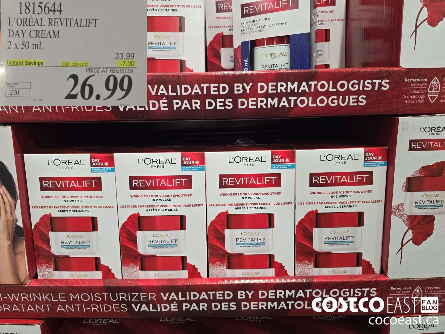 1815644 L'OREAL REVITALIFT DAY CREAM 2x50 mL ($7.00 INSTANT SAVINGS EXPIRES ON 2024-12-22) $26.99