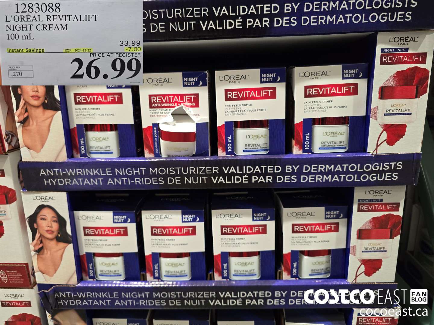 1283088 L'OREAL REVITALIFT NIGHT CREAM 100 mL ($7.00 INSTANT SAVINGS EXPIRES ON 2024-12-22) $26.99