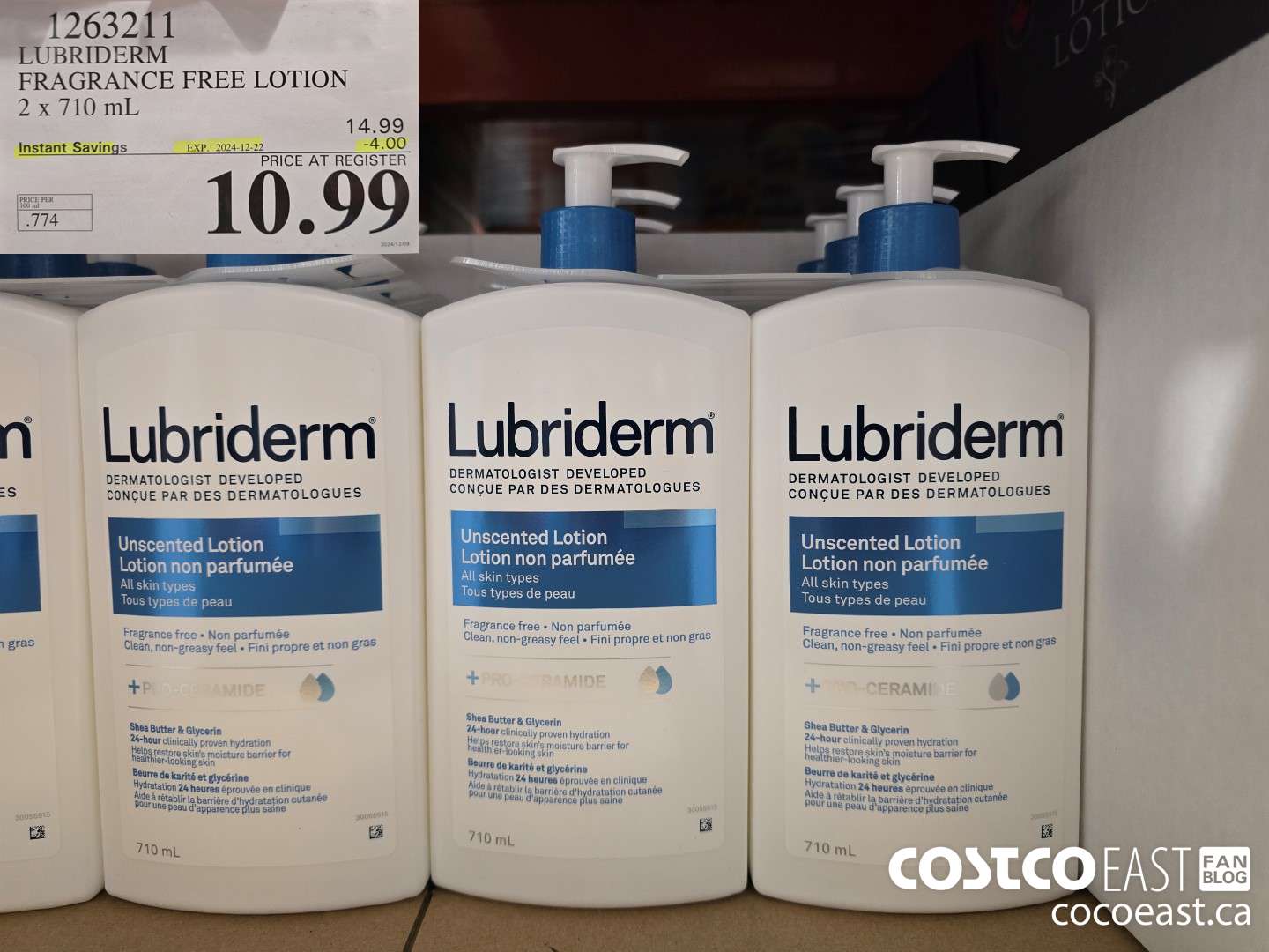 1263211 LUBRIDERM FRAGRANCE FREE LOTION 2 X 710 ML ($4.00 INSTANT SAVINGS EXPIRES ON 2024-12-22) $10.99