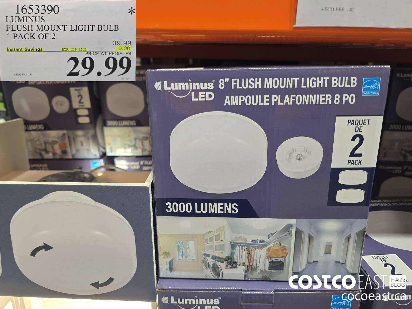 1653390 LUMINUS FLUSH MOUNT LIGHT BULB PACK OF 2 ($10.00 INSTANT SAVINGS EXPIRES ON 2024-12-22) $29.99
