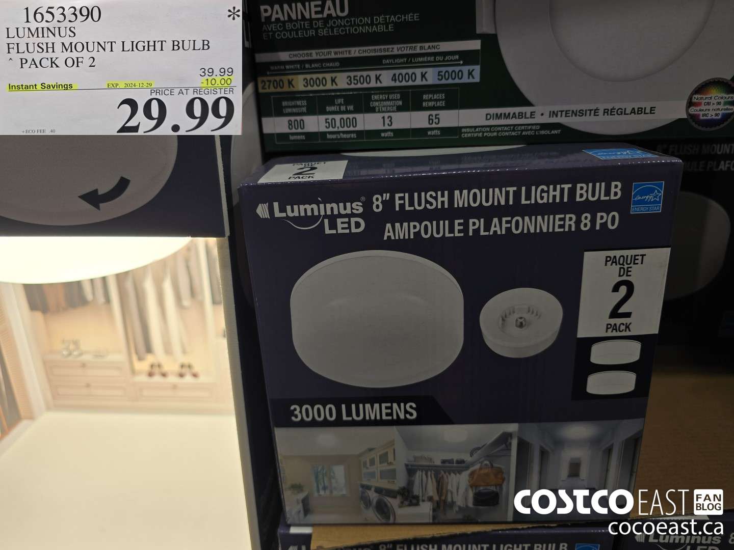 1653390 LUMINUS FLUSH MOUNT LIGHT BULB PACK OF 2 ($10.00 INSTANT SAVINGS EXPIRES ON 2024-12-29) $29.99