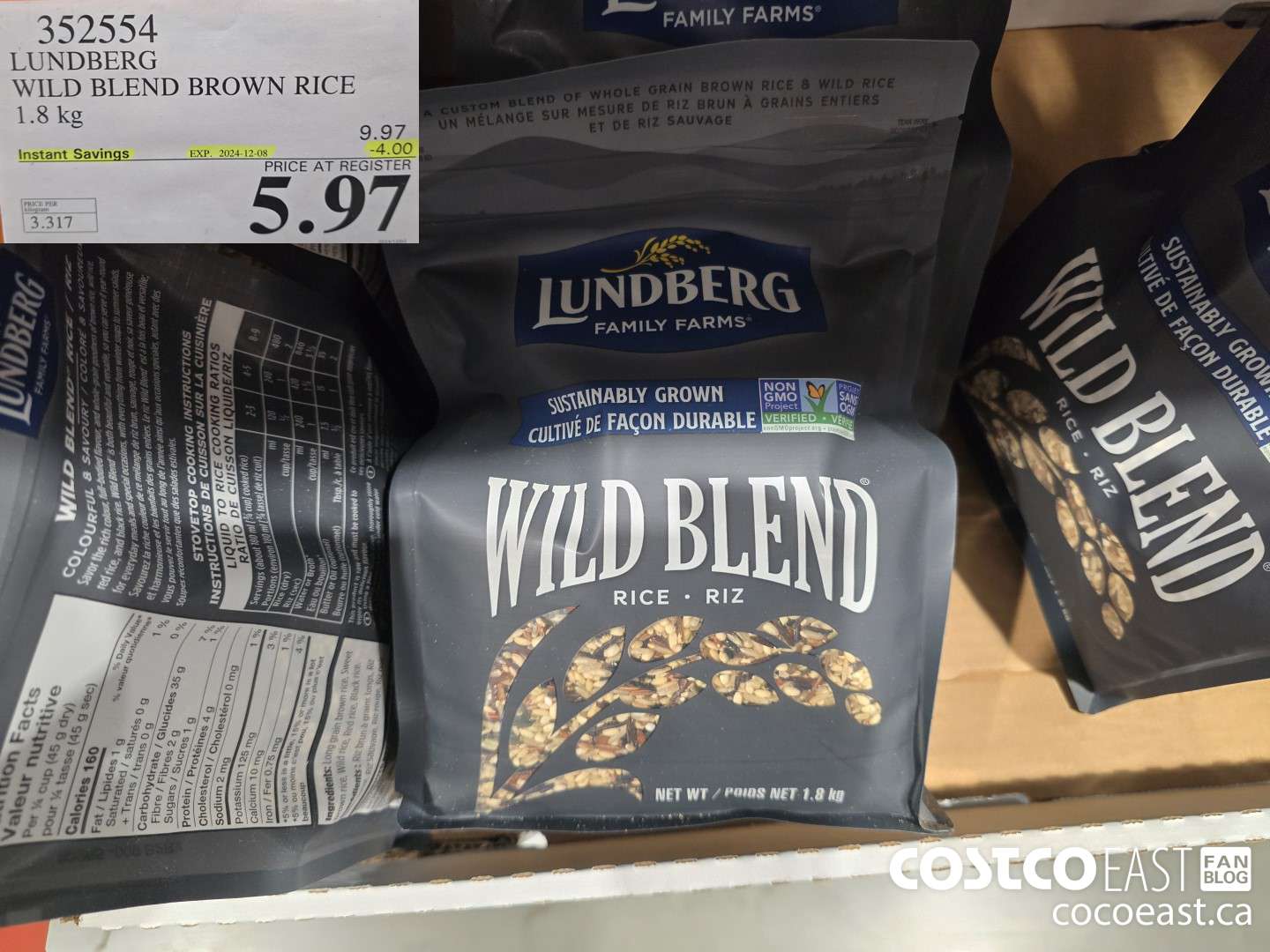 352554 LUNDBERG WILD BLEND BROWN RICE 1.8 KG ($4.00 INSTANT SAVINGS EXPIRES ON 2024-12-08) $5.97