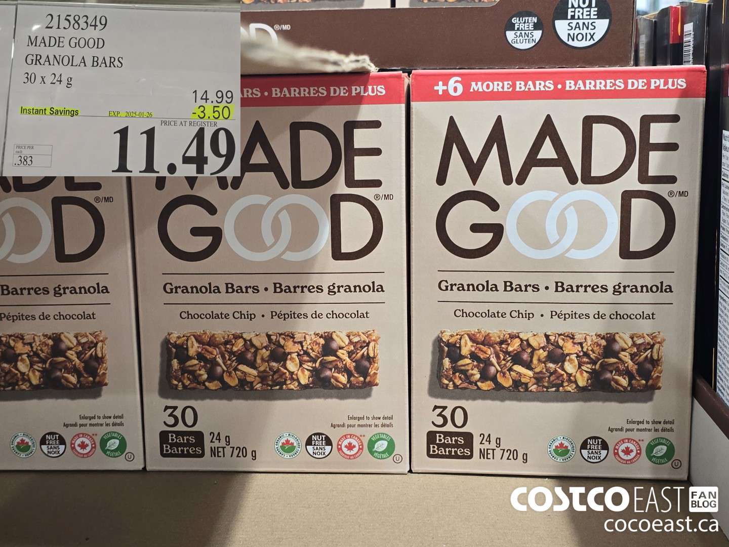 2158349 MADE GOOD GRANOLA BARS 30 x 24 g ($3.50 INSTANT SAVINGS EXPIRES ON 2025-01-26) $11.49
