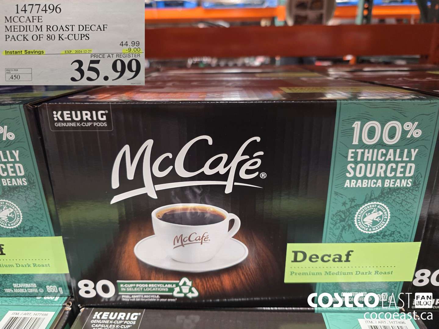 1477496 MCCAFE MEDIUM ROAST DECAF PACK OF 80 K-CUPS  ($9.00 INSTANT SAVINGS EXPIRES ON 2024-12-27) $35.99