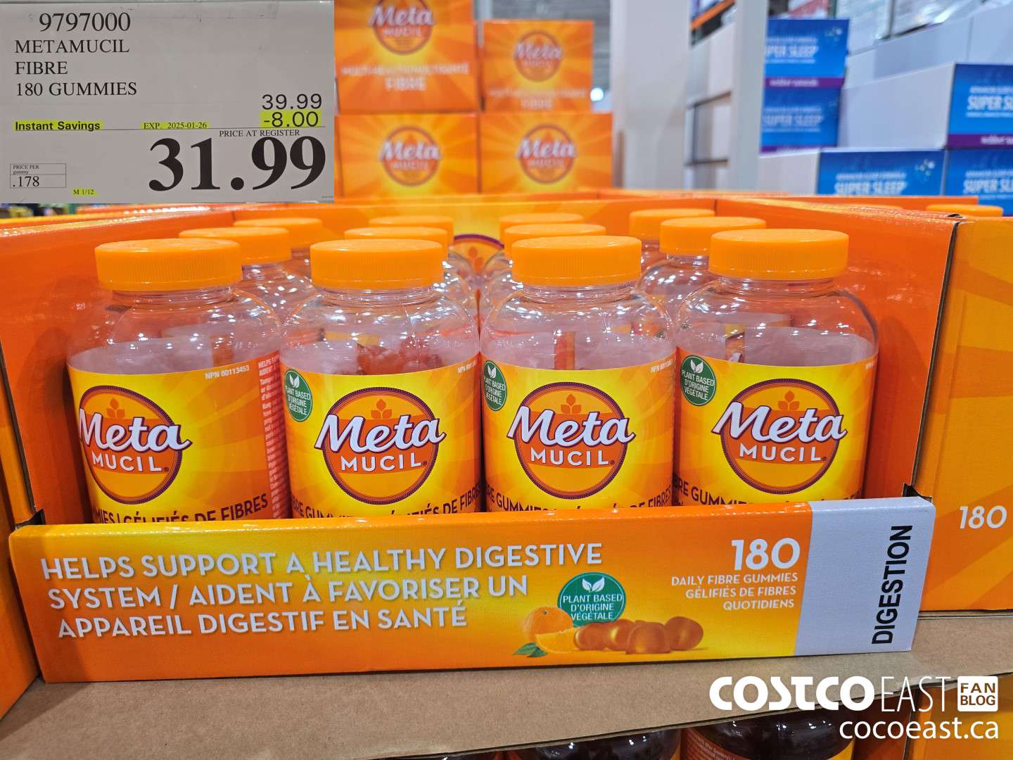 9797000 METAMUCIL FIBRE GUMMIES 180 COUNT ($8.00 INSTANT SAVINGS EXPIRES ON 2025-01-26) $31.99