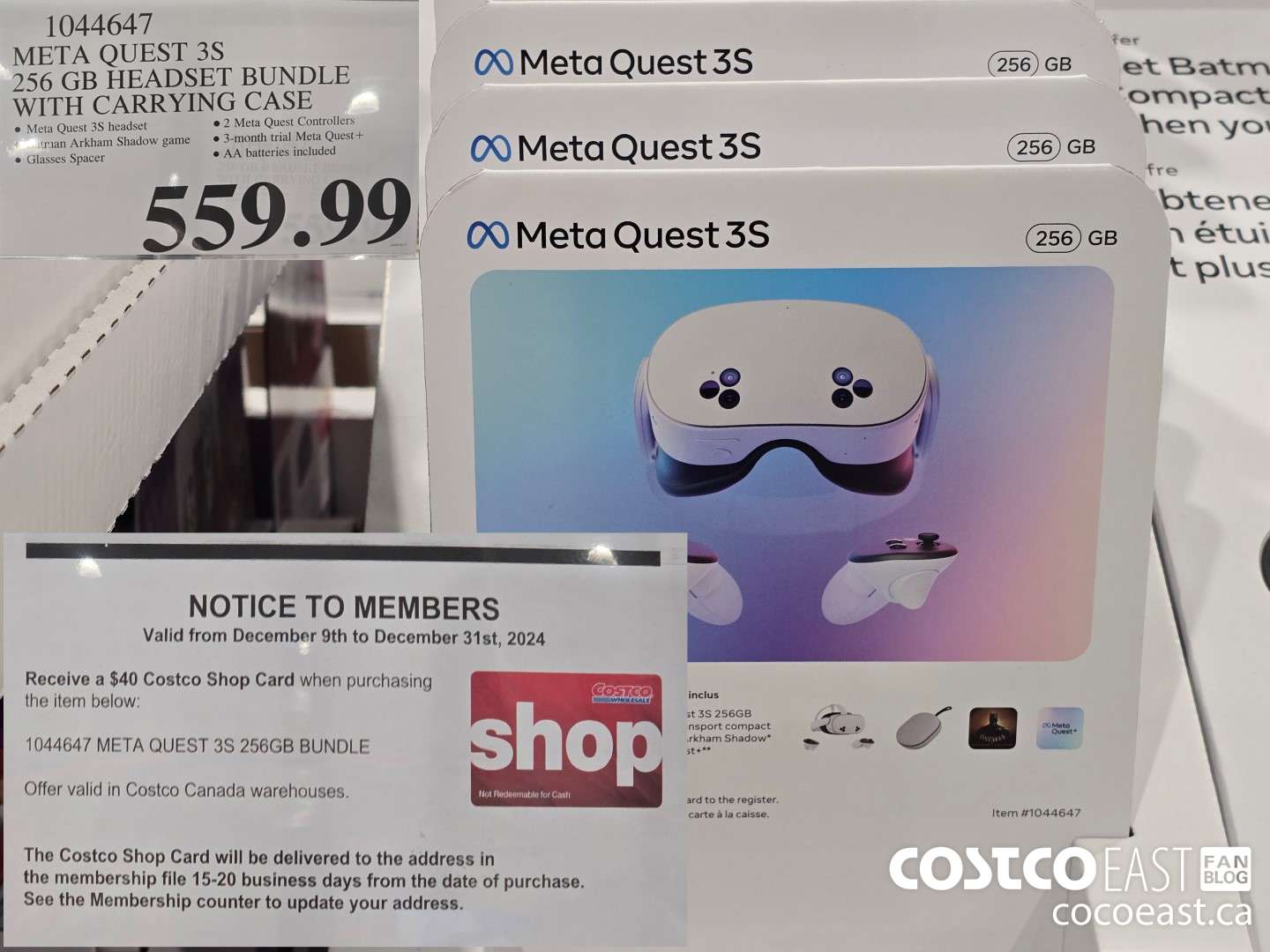 1044647 META QUEST 3S 256GB HEADSET BUNDLE WITH CARRYING CASE $559.99