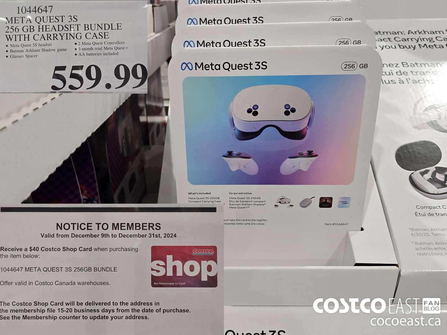 1044647 META QUEST 3S 256GB HEADSET BUNDLE WITH CARRYING CASE $559.99