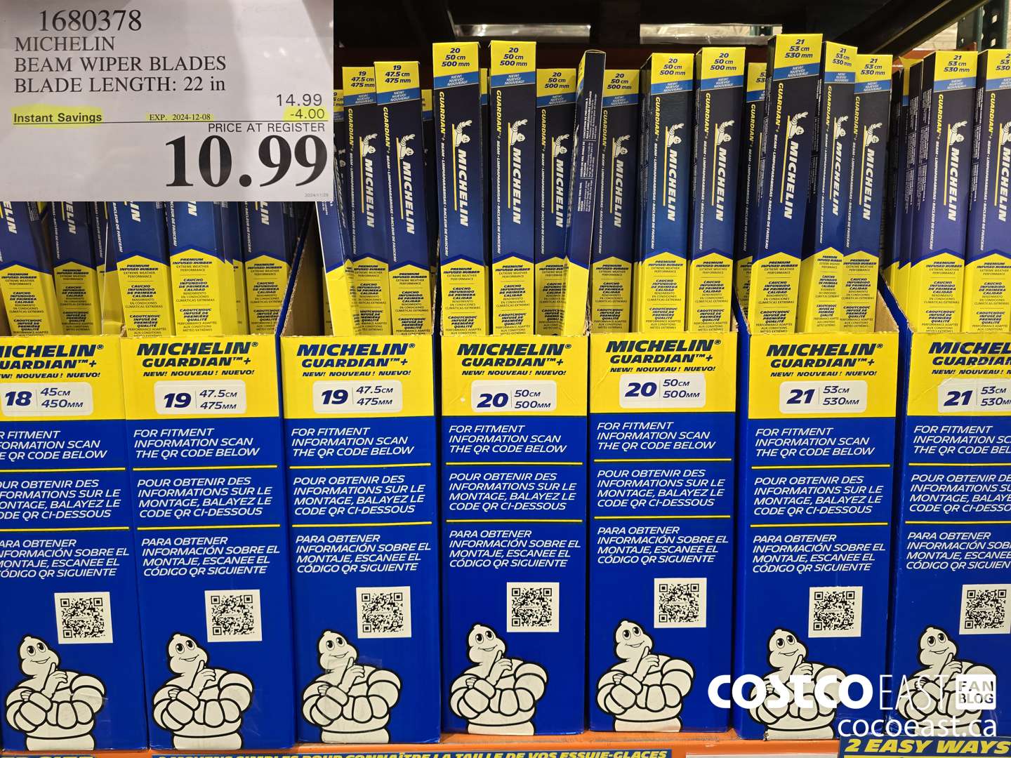 1680378 MICHELIN BEAM WIPER BLADES BLADE LENGTH: 22 in ($4.00 INSTANT SAVINGS EXPIRES ON 2024-12-08) $10.99