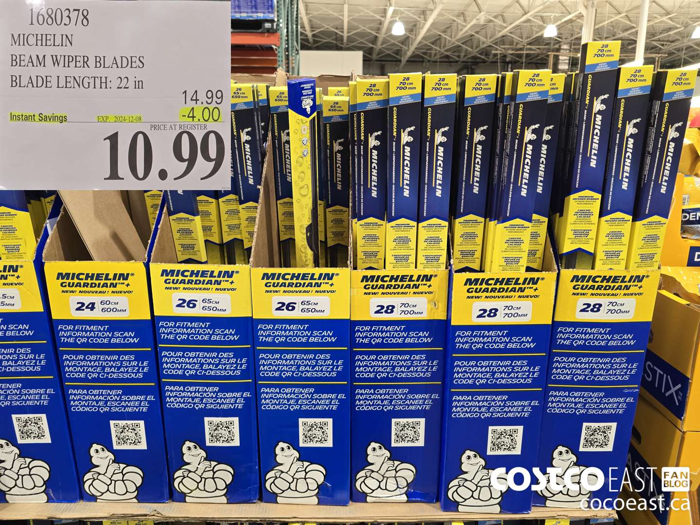 1680378 MICHELIN BEAM WIPER BLADES BLADE LENGTH: 22 in ($4.00 INSTANT SAVINGS EXPIRES ON 2024-12-08) $10.99