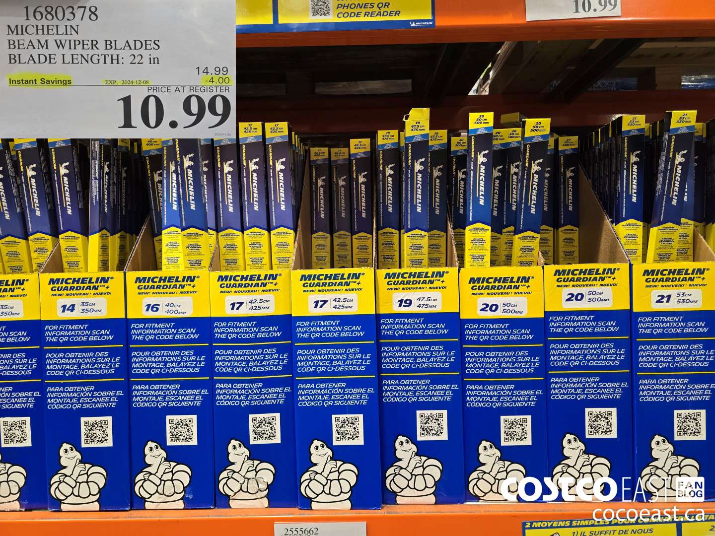 1680378 MICHELIN BEAM WIPER BLADES BLADE LENGTH: 22 in ($4.00 INSTANT SAVINGS EXPIRES ON 2024-12-08) $10.99