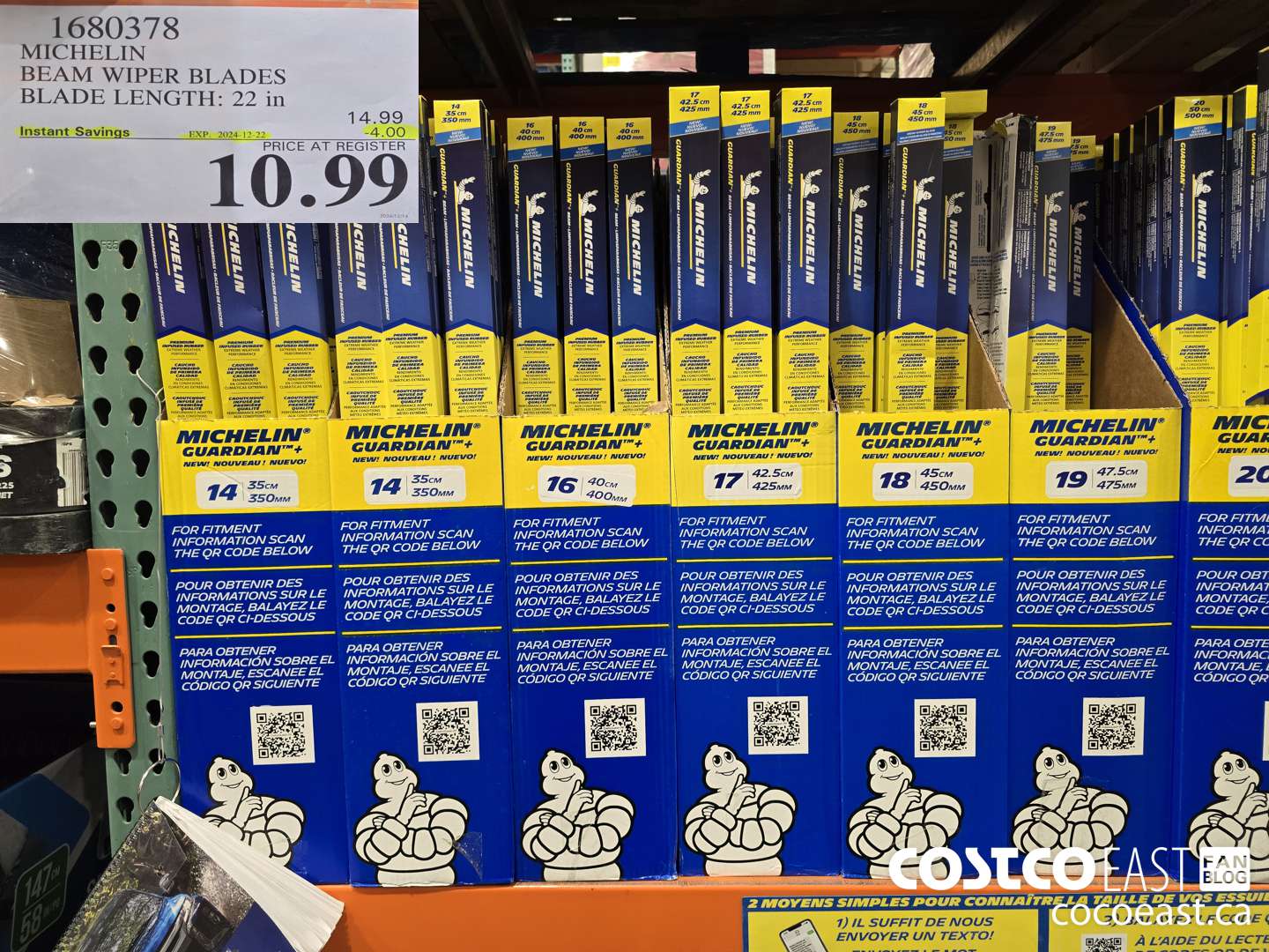 1680378 MICHELIN BEAM WIPER BLADES BLADE LENGTH: 22 in ($4.00 INSTANT SAVINGS EXPIRES ON 2024-12-22) $10.99