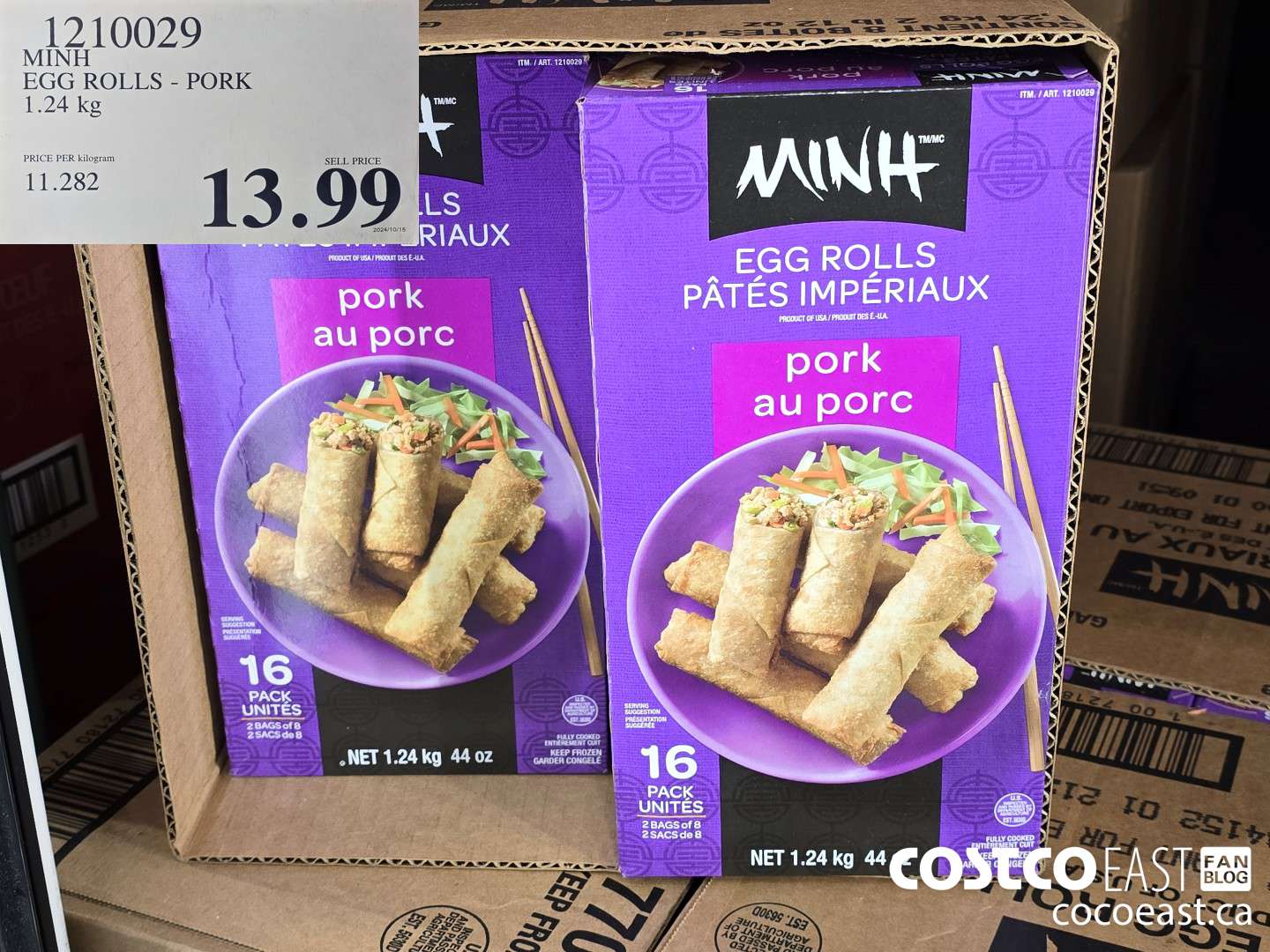 1210029 MINH EGG ROLLS - PORK 1.24 KG $13.99