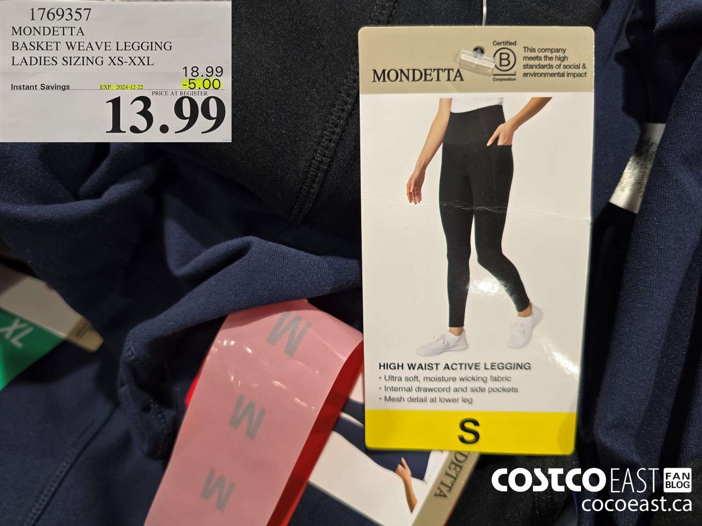 1769357 MONDETTA BASKET WEAVE LEGGING LADIES SIZING XS-XXL ($5.00 INSTANT SAVINGS EXPIRES ON 2024-12-22) $13.99