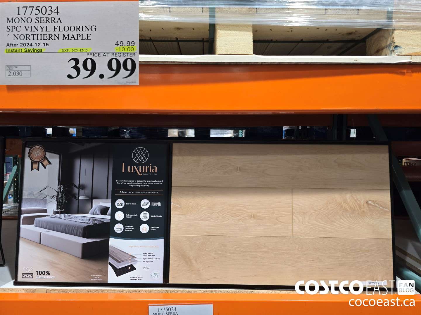 1775034 MONO SERRA SPC VINYL FLOORING NORTHERN MAPLE ($10.00 INSTANT SAVINGS EXPIRES ON 2024-12-15) $39.99