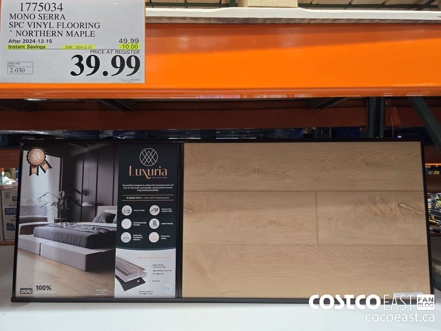 1775034 MONO SERRA SPC VINYL FLOORING NORTHERN MAPLE ($10.00 INSTANT SAVINGS EXPIRES ON 2024-12-15) $39.99