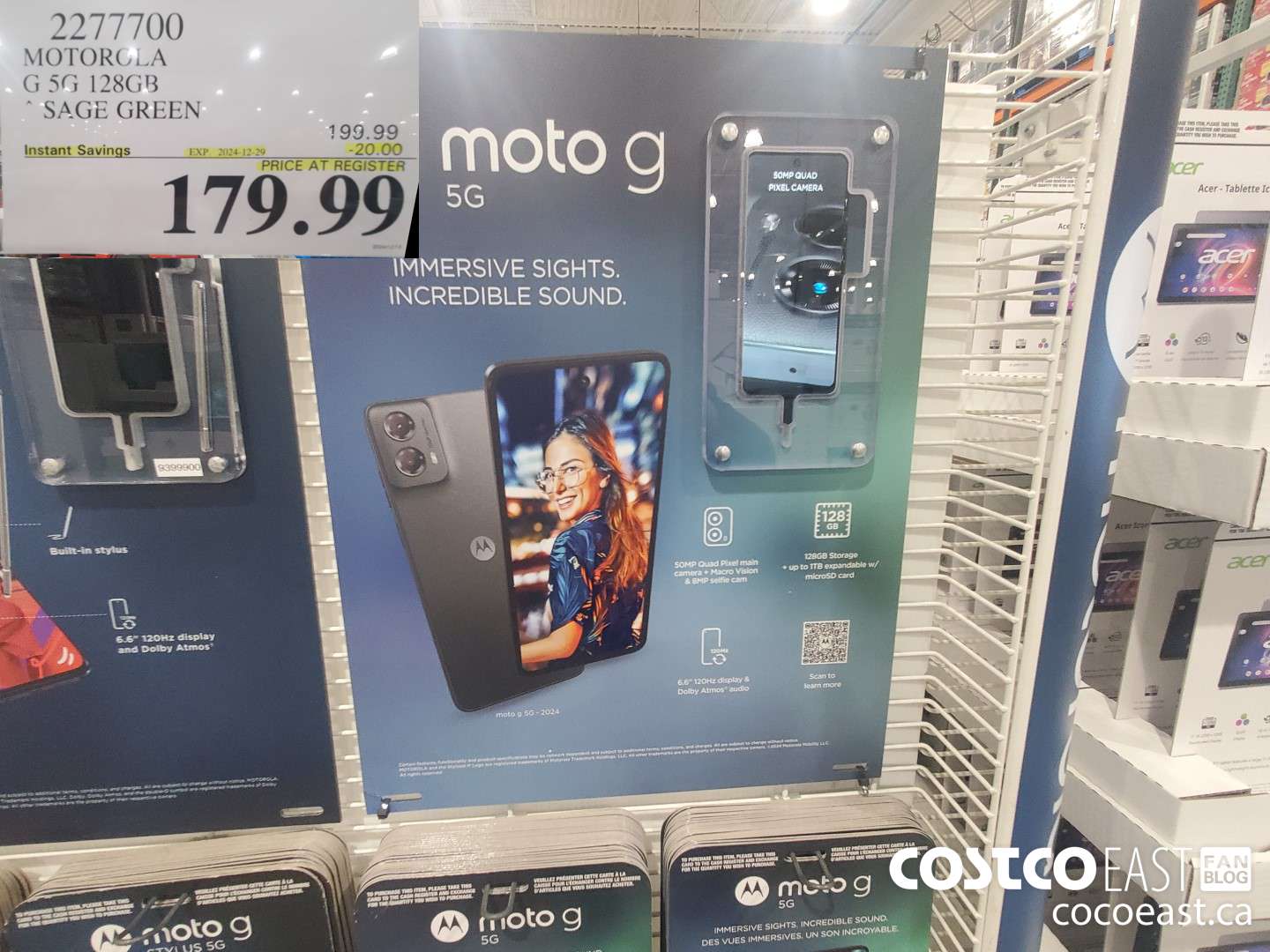 2277700 MOTOROLA G 5G 128GB SAGE GREEN ($20.00 INSTANT SAVINGS EXPIRES ON 2024-12-29) $179.99